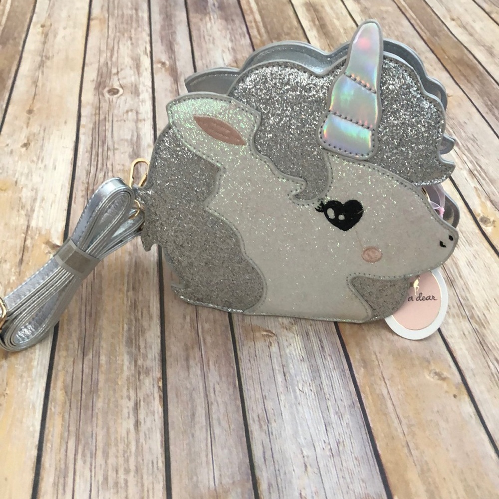 BRAND NEW Glittered Unicorn Purse - Silver